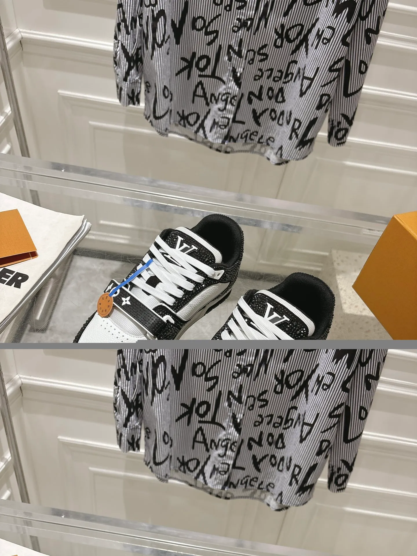 💕💕Factory direct selling price p840💕💕 Top version #couple style ⚠️ Comes with a full set of aviation box packaging ⚠️2️⃣0️⃣2️⃣5️⃣The hot LV full diamond 𝘁𝗿𝗮𝗶𝗻𝗲𝗿 series of the latest couple's sneakers, the quality has been upgraded again, the details are awesome It just doesn’t look too good! The model was sold out immediately within ten minutes of the official website going on sale. TPU outsole, mold fee is 2w+. The texture is comparable to the original version. The feet are made of polymeter micro-material and breathable British mesh. The details are the same as the original version. Please pay attention to distinguish the currency materials on the market. Size: Female 35-39, Male 39-45M